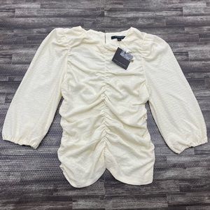 NWT Women’s Size Large Marc New York Andrew Marc Ruched Style Blouse Cream Color